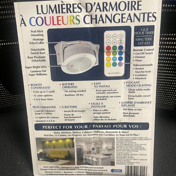 3/$15 Bell+Howell 3 Pack Battery Under Cabinet Light Bar Remote 13 Color New - Picture 3 of 3